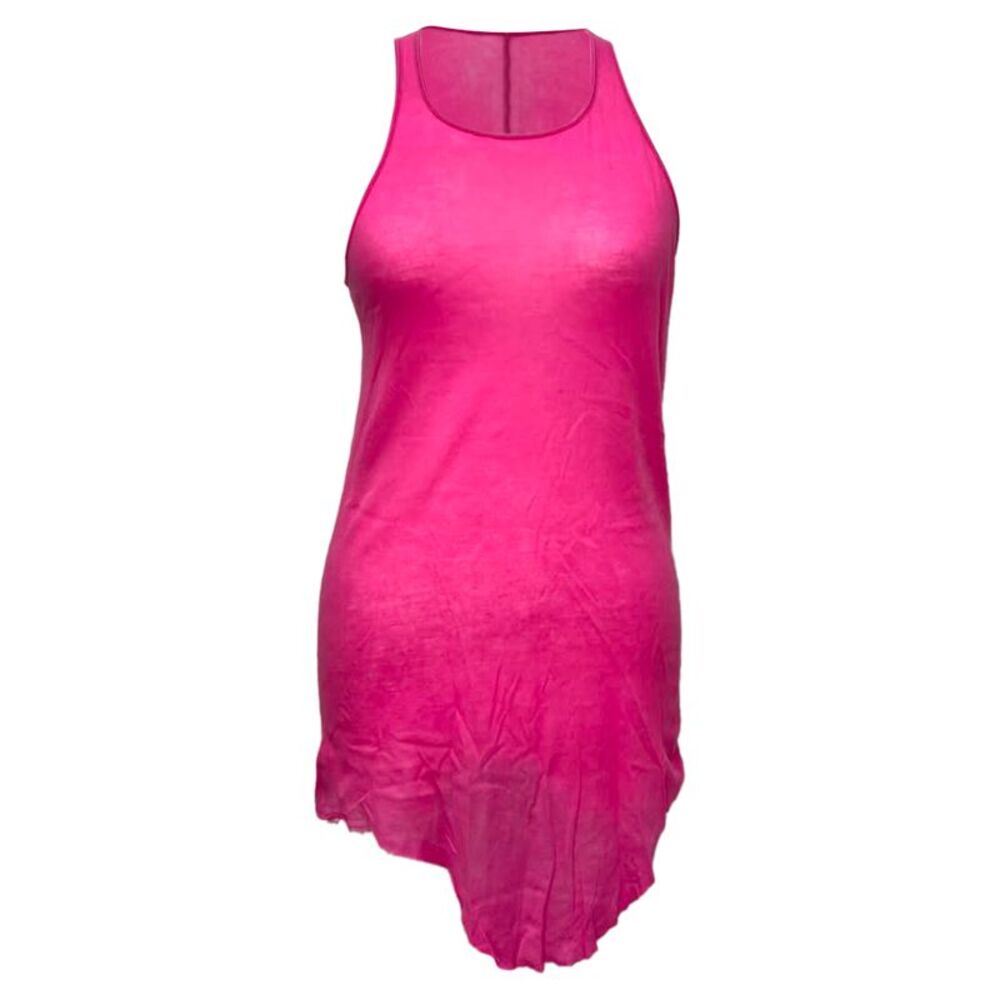 Rick Owens Asymmetric Tank Top in Pink Cotton